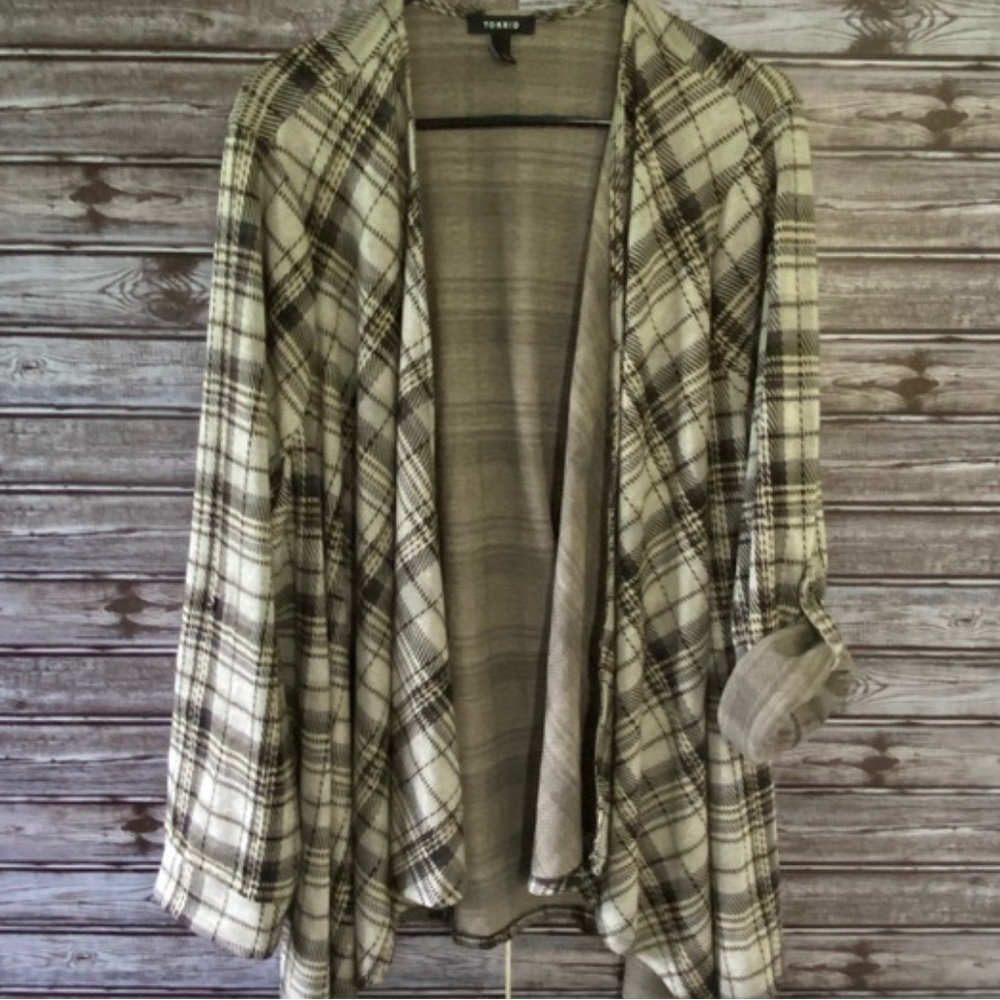 Torrid Plaid Open-Front Cardigan Size 3